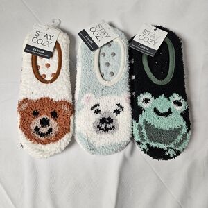 Stay Cozy Animal Face Fuzzy Sock‎ Liners